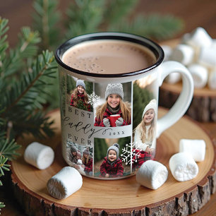 Bester Daddy je 8 Foto Collage Snowflake Holiday Zweifarbige Tasse
