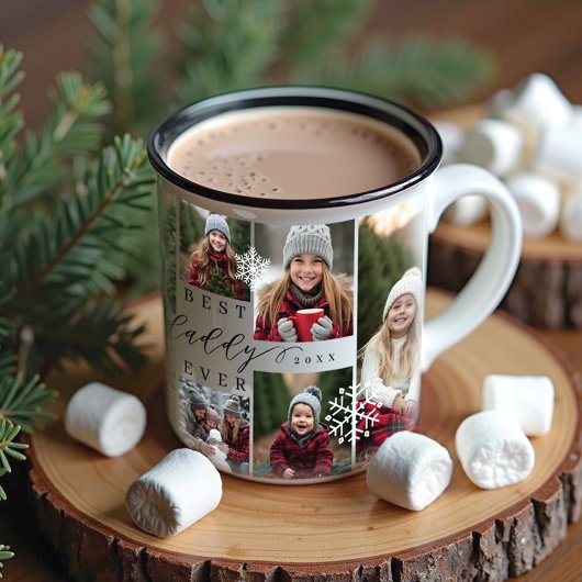 Bester Daddy je 8 Foto Collage Snowflake Holiday Zweifarbige Tasse