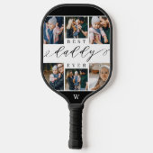 Bester Daddy je Script Vatertag FotoCollage Pickleball Schläger (Rückseite)
