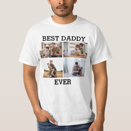 Bester Daddy je Vater Daddy Foto Collage Bild T-Shirt (Vorderseite)