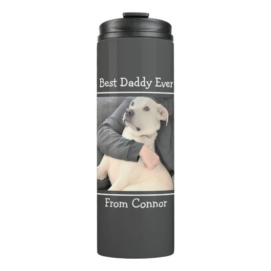 Bester Daddy Niedlicher Welpenhund wird umarmtes F Thermosbecher (Vorderseite)
