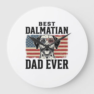 Bester Dalmatiner-Vater Aller Patrioter Hund-Shirt Große Wanduhr