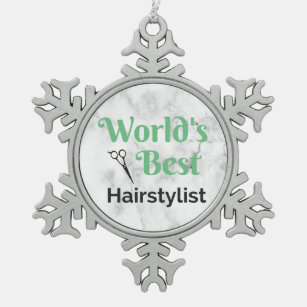 Bester das Haar-Stylist der Welt Schneeflocken Zinn-Ornament
