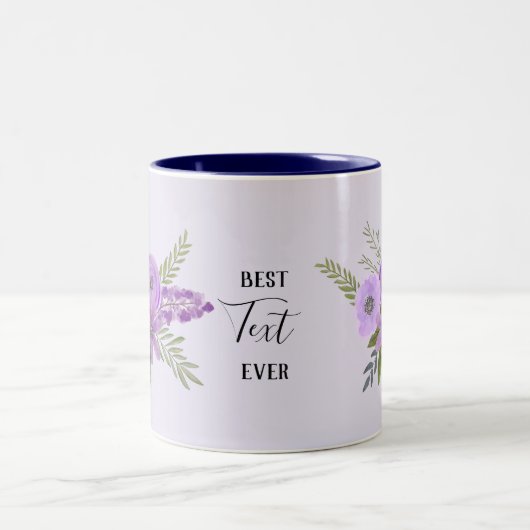 Bester "Dein Text" je - Blumenviolett-Lavendel Zweifarbige Tasse (Mittel)