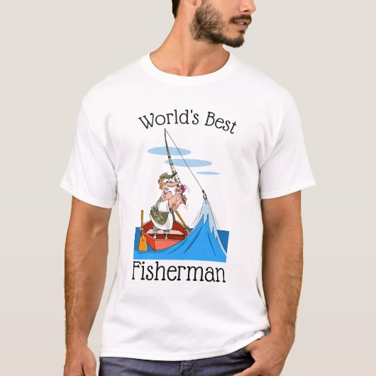 Bester der Fischer-Cartoon der lustige Welt T-Shirt (Vorderseite)