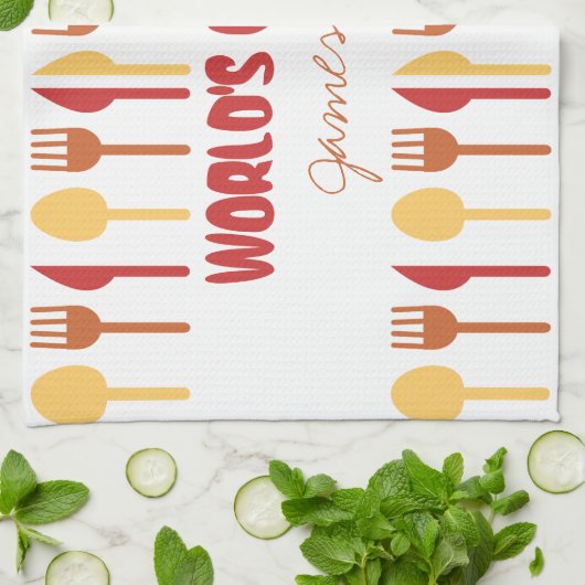 Bester der Koch-Name-rote Orange der Welt Küchentuch (Gefaltet)