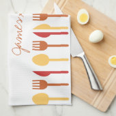 Bester der Koch-Name-rote Orange der Welt Küchentuch (Viertel Falte)