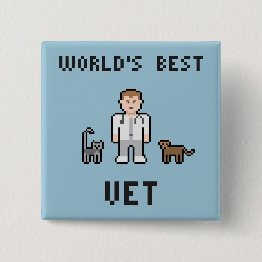 Bester der Tierarzt-Knopf der Pixel-Welt Button (Vorderseite)
