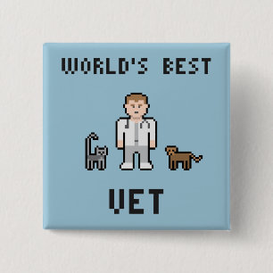 Bester der Tierarzt-Knopf der Pixel-Welt Button