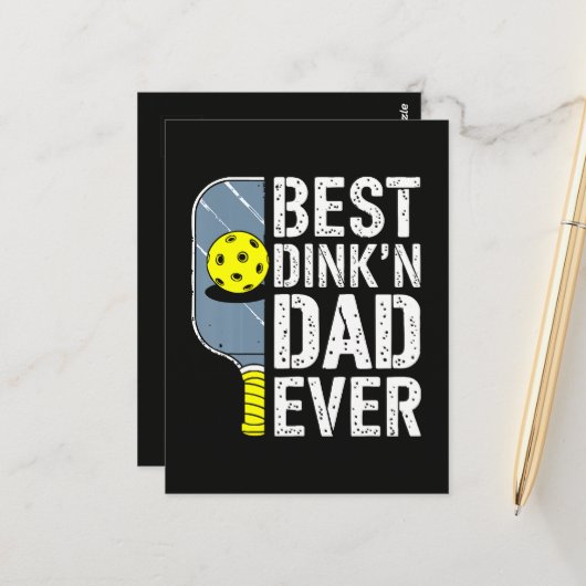 Bester Dink'N Dad Ever Pickleball Postkarte (Vorderseite/Rückseite Beispiel)
