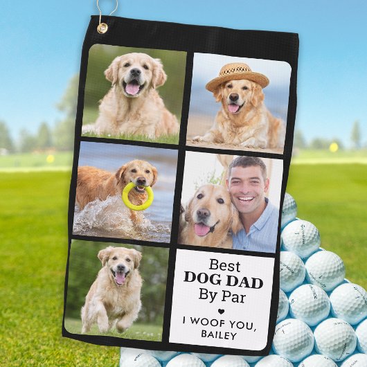 Bester DOG-VATER nach Par - Personalisiert 5 Fotom Golfhandtuch