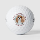 Bester DOG-VATER per Par Paw Print Custom Foto Golfball (Vorderseite)