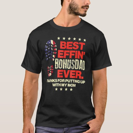 Bester Effekt Bonusdad je US Flag Boot Step Vater T-Shirt (Vorderseite)