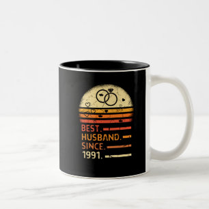 Bester Ehemann seit 1991 Retro-Vintage Vatertag Zweifarbige Tasse