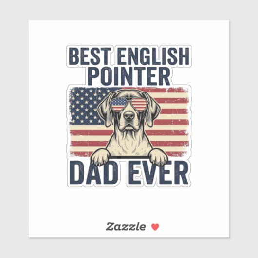 Bester English-Pointer-Vater jemals Patriotischer  Aufkleber (Blatt)