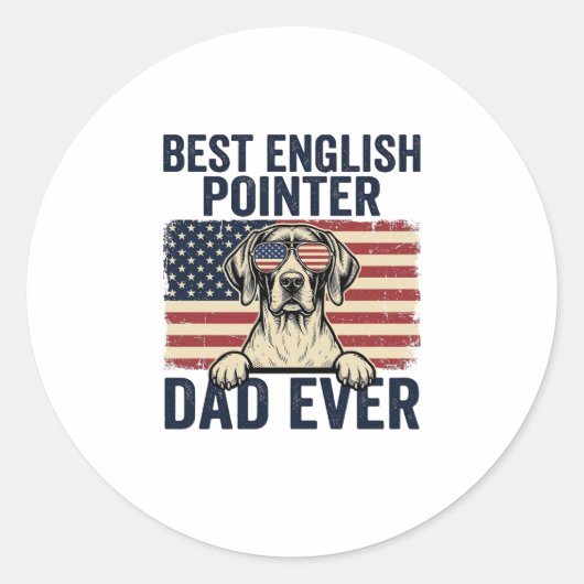 Bester English-Pointer-Vater jemals Patriotischer  Runder Aufkleber (Vorderseite)