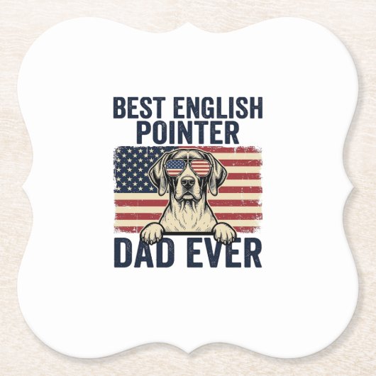 Bester English-Pointer-Vater jemals Patriotischer Untersetzer (Vorderseite)