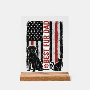 Bester Fell-Vater Vintage-Flagge Hund Katze-Shirt- Acrylschild