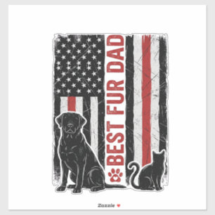 Bester Fell-Vater Vintage-Flagge Hund Katze-Shirt- Aufkleber