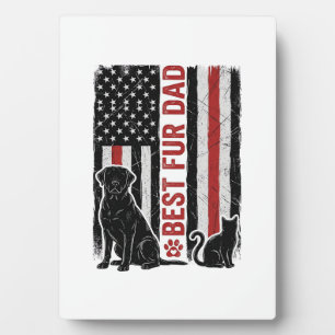 Bester Fell-Vater Vintage-Flagge Hund Katze-Shirt- Fotoplatte