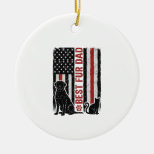 Bester Fell-Vater Vintage-Flagge Hund Katze-Shirt- Keramik Ornament