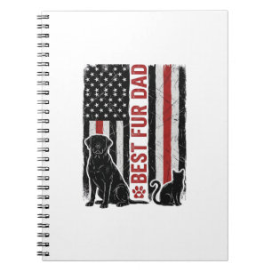 Bester Fell-Vater Vintage-Flagge Hund Katze-Shirt- Notizblock