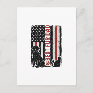 Bester Fell-Vater Vintage-Flagge Hund Katze-Shirt- Postkarte