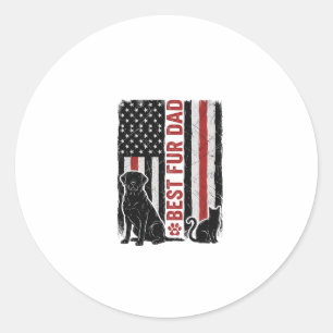 Bester Fell-Vater Vintage-Flagge Hund Katze-Shirt- Runder Aufkleber