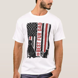 Bester Fell-Vater Vintage-Flagge Hund Katze-Shirt- T-Shirt