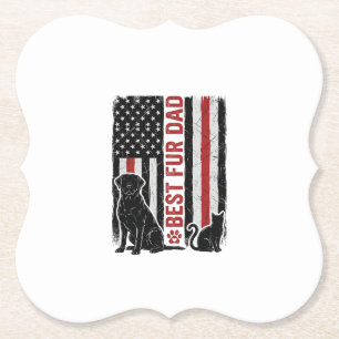 Bester Fell-Vater Vintage-Flagge Hund Katze-Shirt- Untersetzer