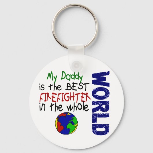 Bester Feuerwehrmann in Welt 2 (Daddy) Schlüsselanhänger (Vorderseite)