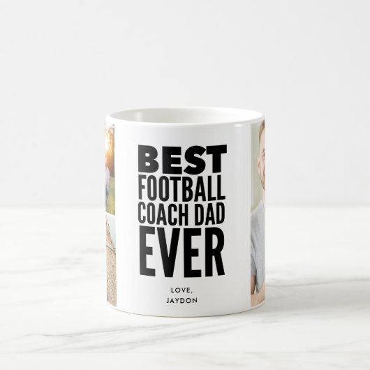 Bester Football Coach Vater je Foto Collage Kaffeetasse (Mittel)