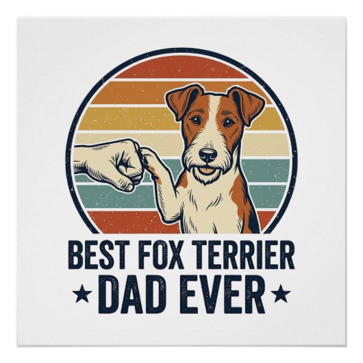 Bester Fox Terrier Vater Aller Zeiten Vintage Hund Poster (Vorderseite)