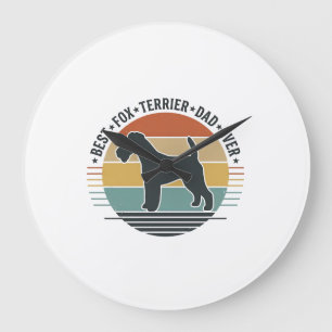 Bester Fox Terrier-Vater überhaupt Vintage-Hund-Sh Große Wanduhr