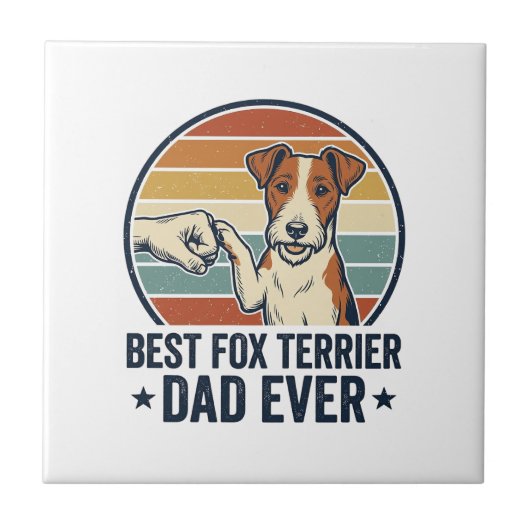 Bester Fox Terrier-Vater überhaupt Vintage-Hundefr Fliese (Vorderseite)