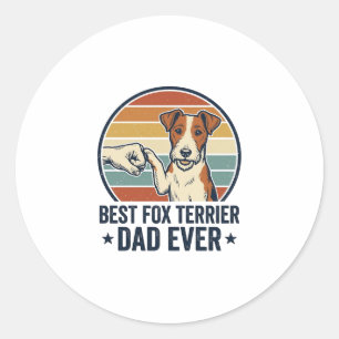 Bester Fox Terrier-Vater überhaupt Vintage-Hundefr Runder Aufkleber