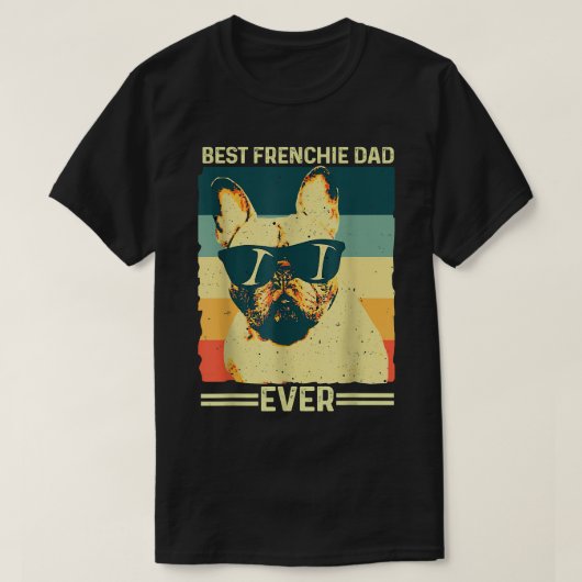 Bester französischer Vater je Retro-Bulldog-Vater T-Shirt (Design vorne)