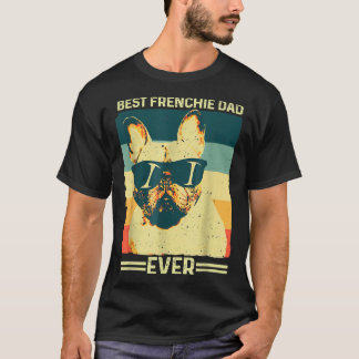 Bester französischer Vater je Retro-Bulldog-Vater T-Shirt