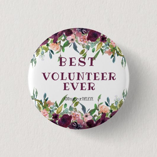 Bester Freiwilliger je großartige Freiwillige Dank Button (Vorderseite)