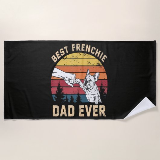 Bester Frenchie-Vater Aller Zeiten Retro Strandtuch (Vorderseite)