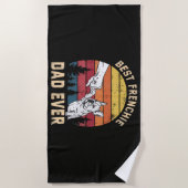 Bester Frenchie-Vater Aller Zeiten Retro Strandtuch (Vorderseite)