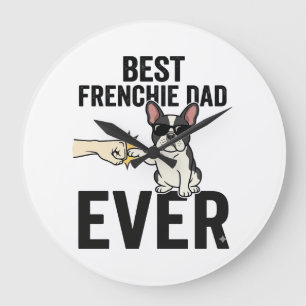 Bester Frenchie-Vater Allerzeit Lustiges Bulldog-S Große Wanduhr