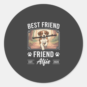 Bester Freund Alfie Hunde-Liebhaber Runder Aufkleber