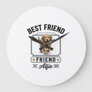 Bester Freund Alfie Vintage-Hundefreund-Design_1 Große Wanduhr