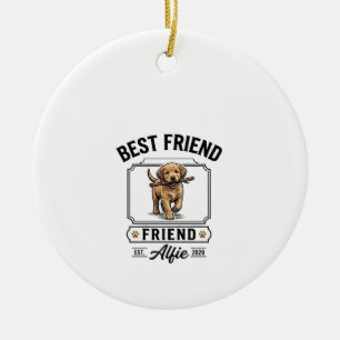 Bester Freund Alfie Vintage-Hundefreund-Design_1 Keramik Ornament