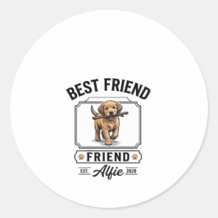 Bester Freund Alfie Vintage-Hundefreund-Design_1 Runder Aufkleber