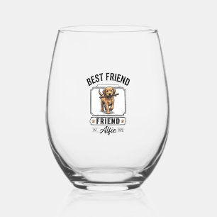 Bester Freund Alfie Vintage-Hundefreund-Design_1 Weinglas Ohne Stiel
