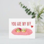 Bester Freund bestie pink Valentinstag Postkarte (Stehend Vorderseite)