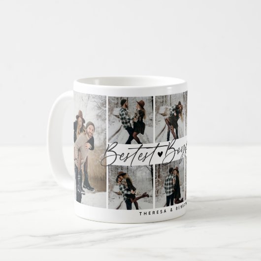 'Bester Freund' Couple Keepake Foto Collage Kaffeetasse (Vorderseite Links)