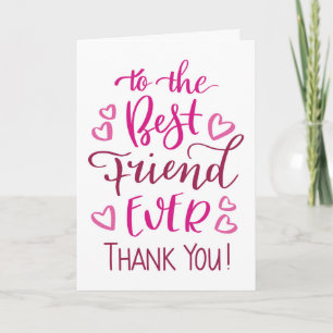 Bester Freund Danke, Typografie in Pink Karte
